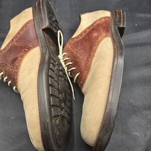 Brown and Tan‎ Oxford Shoes with Lace-Up Design